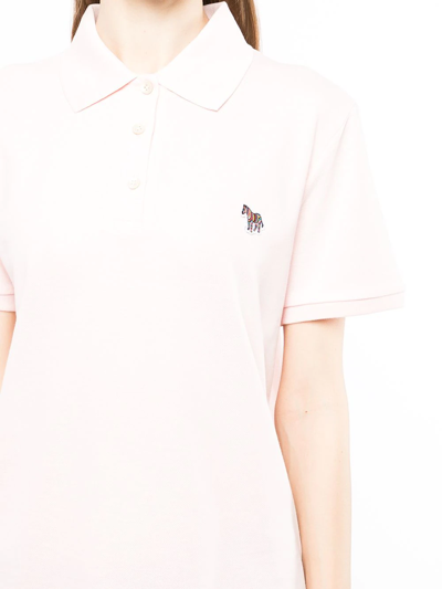 Shop Ps By Paul Smith Zebra-patch Polo Top In Pink