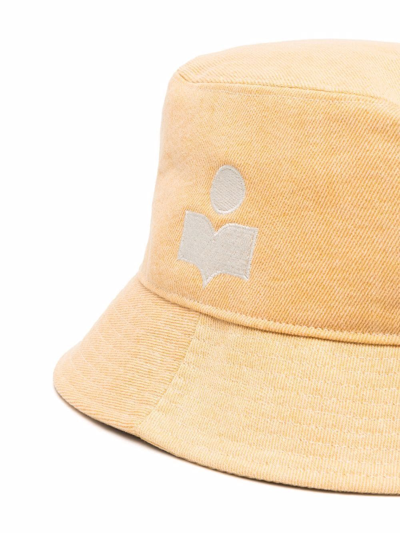 Shop Isabel Marant Embroidered-logo Bucket Hat In Yellow