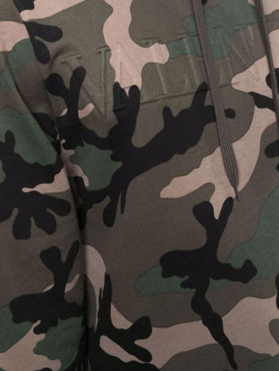 Shop Valentino Camouflage-print Logo Hoodie In Green
