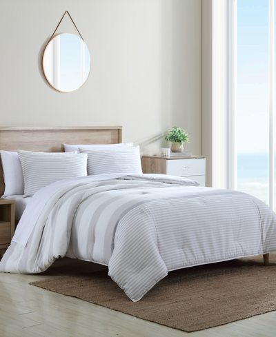 Shop Nautica Fairwater Reversible 3-piece Comforter Set, King In Gray