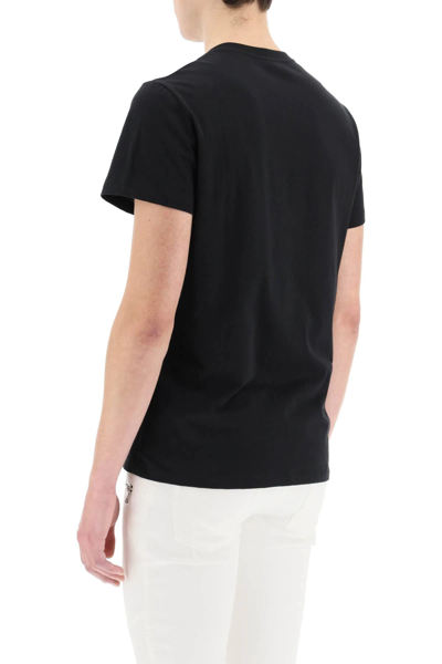 Shop Balmain Gold-tone Logo Print T-shirt In Black