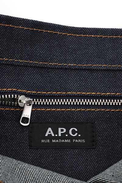 Shop Apc Axelle Denim Small Tote Bag In Blue,brown