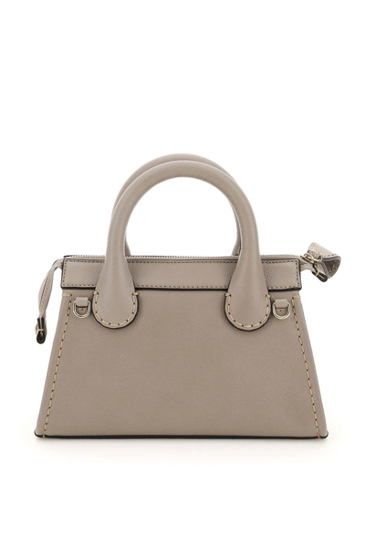 Shop Chloé Edith Mini Leather Bag In Grey