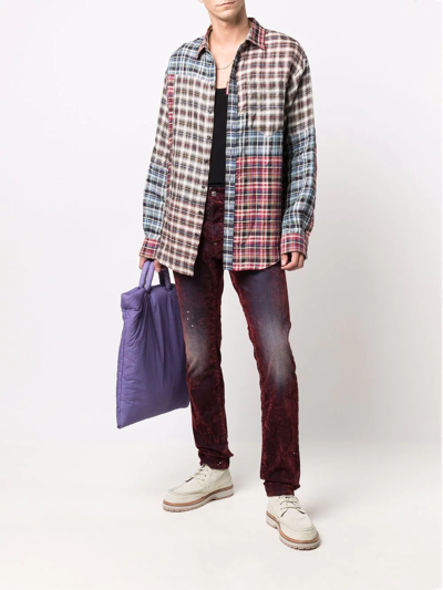 Shop Dsquared2 Panelled Plaid Shirt In Brown