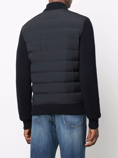 Shop Corneliani Panelled Wool Bomber Jacket In Blue