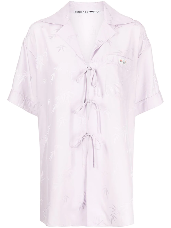 Alexander Wang silk-jacquard pyjama shirt - Purple