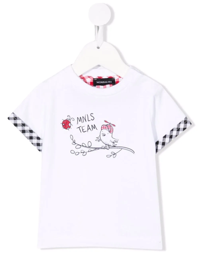 Shop Monnalisa Graphic-print Contrast-trim T-shirt In White