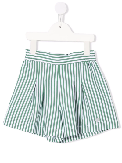 Shop Monnalisa Striped Fitted Shorts In Green