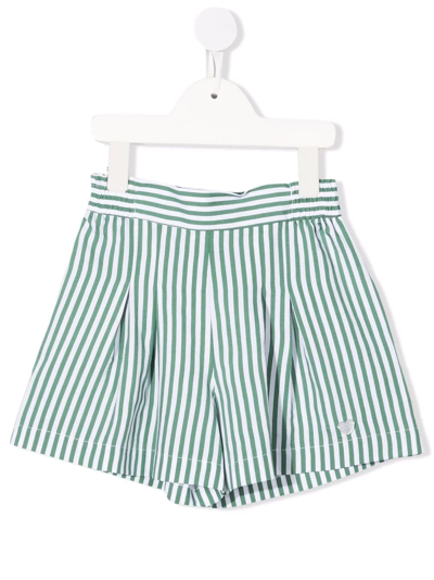 Monnalisa Striped Fitted Shorts In Green