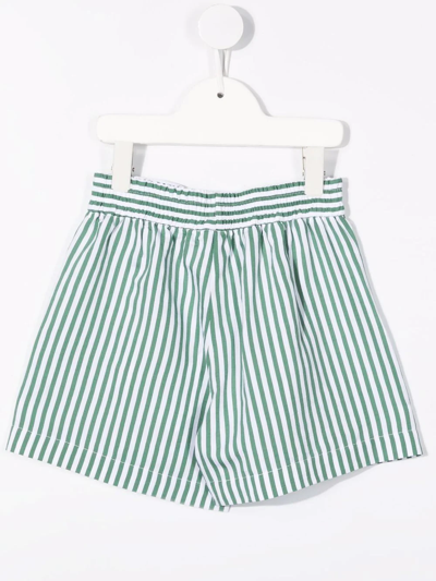 Shop Monnalisa Striped Fitted Shorts In Green
