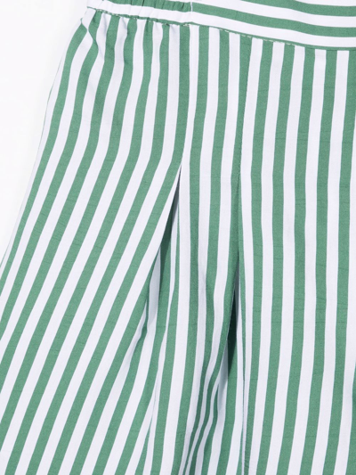 Shop Monnalisa Striped Fitted Shorts In Green