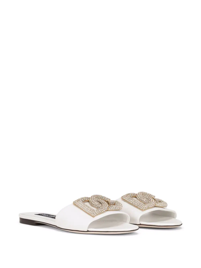 Shop Dolce & Gabbana Dg-logo Leather Sandals In White