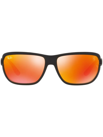 Shop Ray Ban X Scuderia Ferrari Rectangle-frame Sunglasses In Orange
