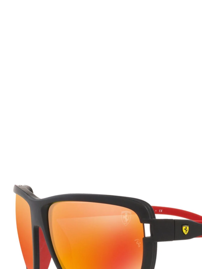 Shop Ray Ban X Scuderia Ferrari Rectangle-frame Sunglasses In Orange
