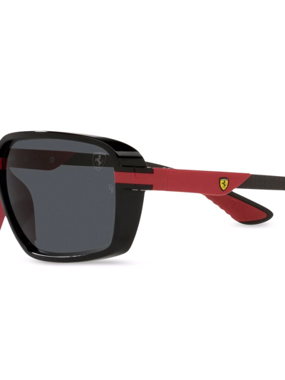 Ray Ban X Scuderia Ferrari Rectangle-frame Sunglasses In Black