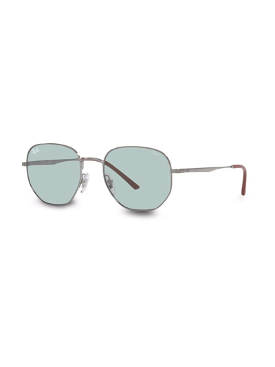 Ray Ban Rb3682 Hexagonal-frame Metal And Acetate Sunglasses In Blue