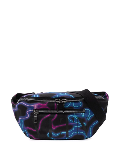 Shop Valentino Neon Camou-print Belt Bag In Black