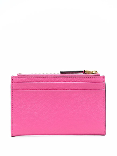 Shop Valentino Vlogo Signature Leather Cardholder In Pink
