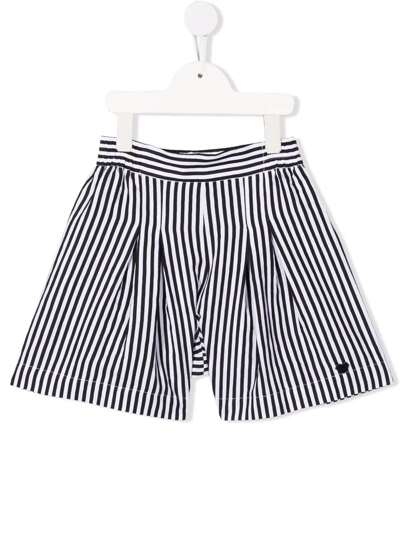 Shop Monnalisa Stripe-print Pleat-detail Shorts In Black