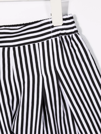 Shop Monnalisa Stripe-print Pleat-detail Shorts In Black