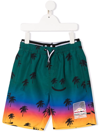 Shop Molo Colour-block Swim Shorts In Green