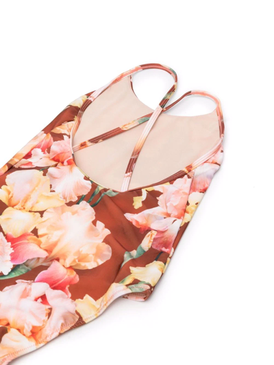 Shop Molo Floral Print Swimsuit In Brown