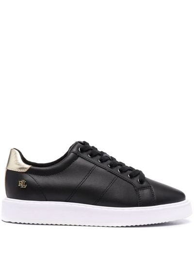 Shop Lauren Ralph Lauren Logo Low-top Sneakers In Black