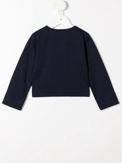 Familiar Embroidered-motif Cotton Cardigan In Blue