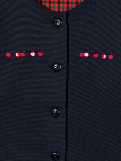 Familiar Embroidered-motif Cotton Cardigan In Blue