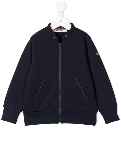 Familiar Zipped Cotton Hoodie In Blue