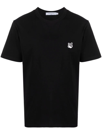 Shop Maison Kitsuné Logo Patch T-shirt In Black