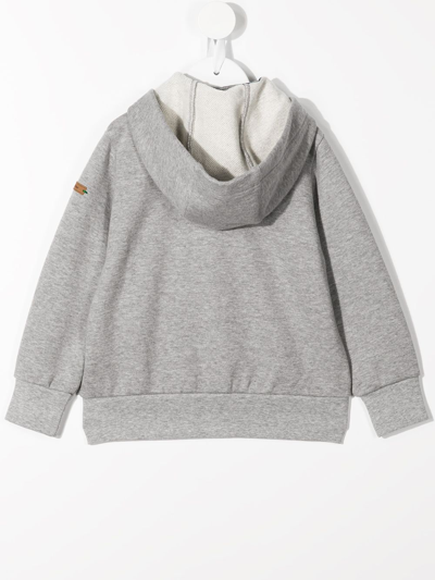 Familiar Zipped Cotton Hoodie In Grey