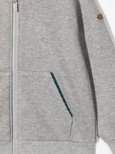 Familiar Zipped Cotton Hoodie In Grey
