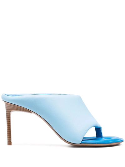 Shop Jacquemus Asymmetric-design Open-toe Mules In Blue