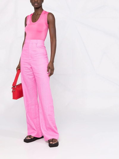 Shop Jacquemus High-waisted Straight-leg Trousers In Pink
