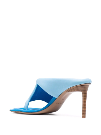 Shop Jacquemus Asymmetric-design Open-toe Mules In Blue