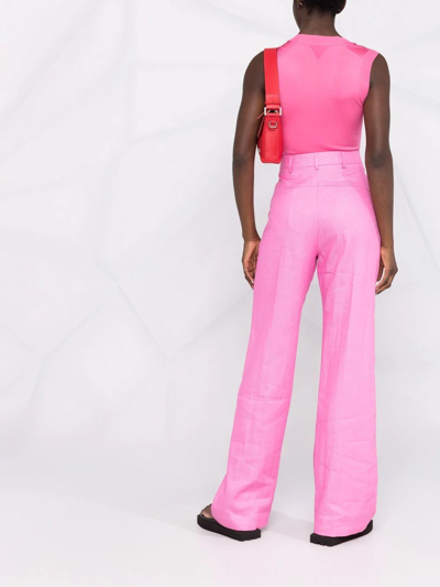 Shop Jacquemus High-waisted Straight-leg Trousers In Pink