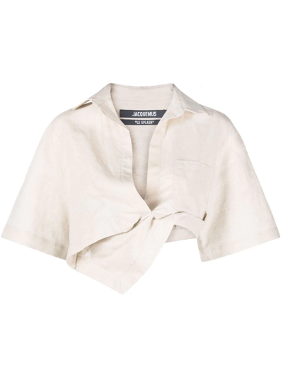 Shop Jacquemus La Chemise Capri Cropped Shirt In Neutrals