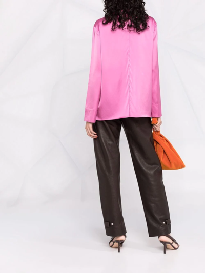 Jacquemus Gold Toned Logo Link Satin Shirt In Pink