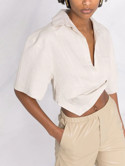 Shop Jacquemus La Chemise Capri Cropped Shirt In Neutrals