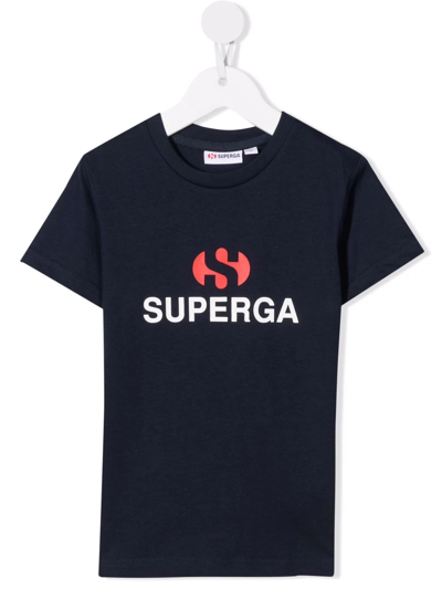 Shop Superga Logo-print Cotton T-shirt In Blue