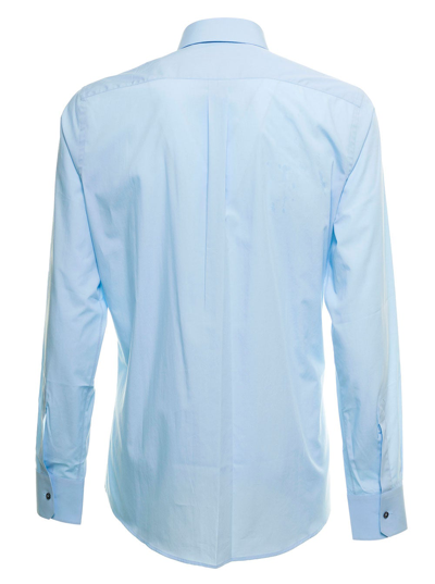 Shop Dolce & Gabbana Light Blue Cotton Poplin Shirt