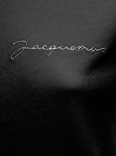Shop Jacquemus Black Cotton T-shirt With Logo Print