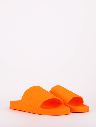 Shop Bottega Veneta Orange Slider Sandal