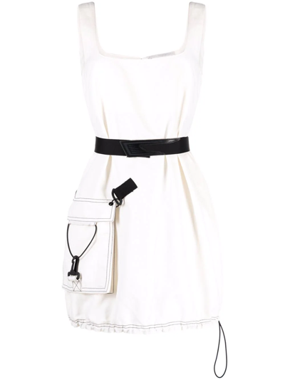 Shop Stella Mccartney Sleeveless Belted Dress In White