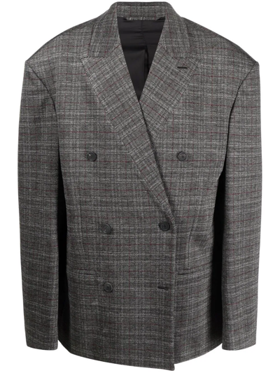 Shop Balenciaga Engineered Oversize Check Blazer In Grau