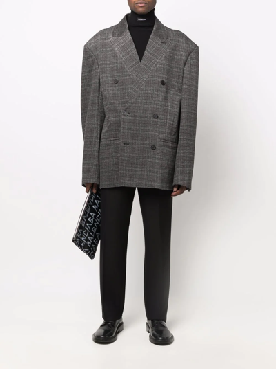 Shop Balenciaga Engineered Oversize Check Blazer In Grau