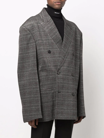 Shop Balenciaga Engineered Oversize Check Blazer In Grau