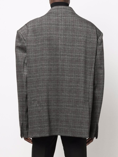 Shop Balenciaga Engineered Oversize Check Blazer In Grau