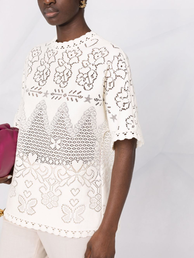 Shop Valentino Cotton Blend Top In White